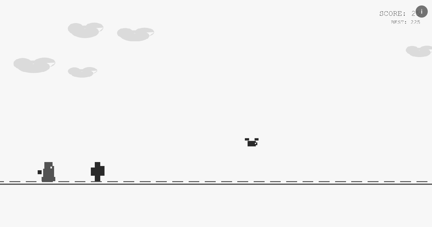 Dino Runner Game B/W — browser game thumbnail